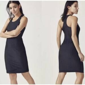 NWT Womens Fabletics Black Valentina Mini Dress Perforated Nylon Racerback M‎